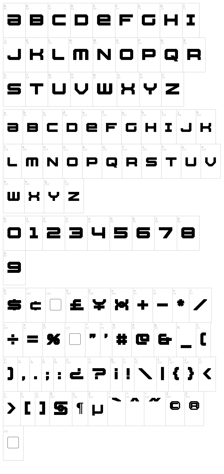 Whittle font map